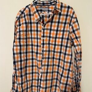Old Navy Orange and Blue Checkered Men's Shirt